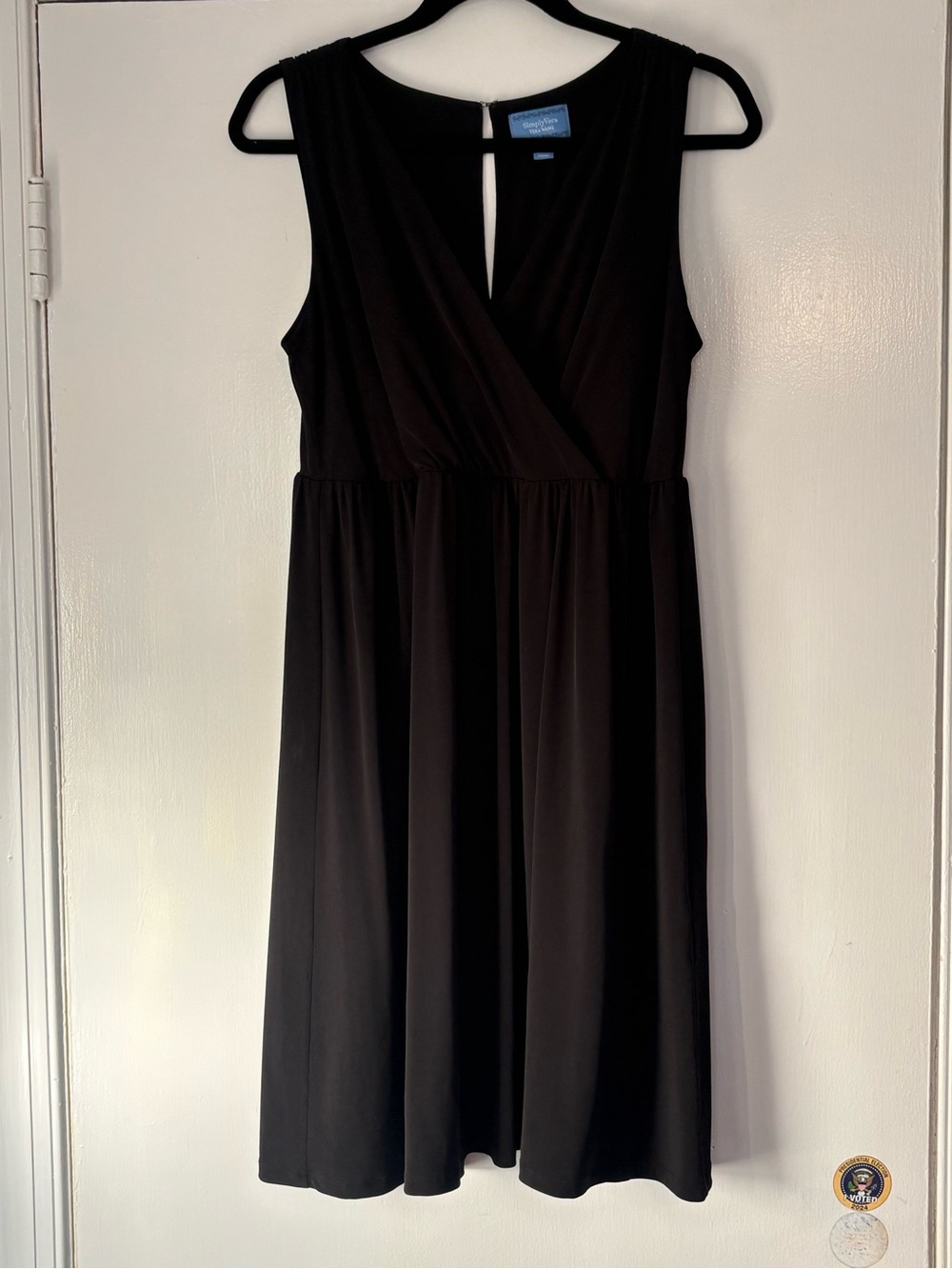 Simply Vera Vera Wang Black Sleeveless Faux-Wrap Dress